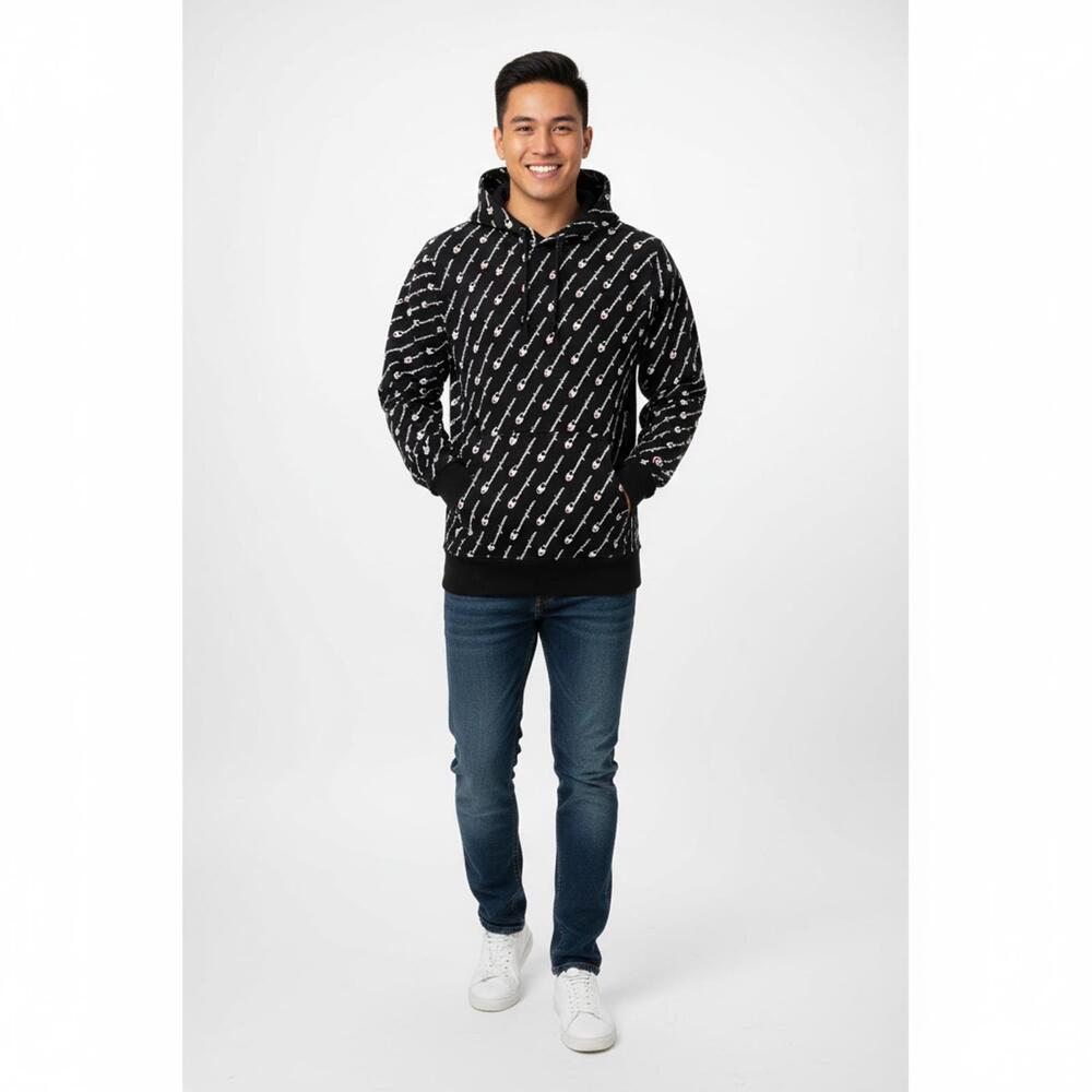 Champion Men's Black All-Over Logo Hoodie